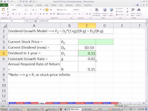 Excel Finance Class 63: Stock Valuation with Dividend Growth Model