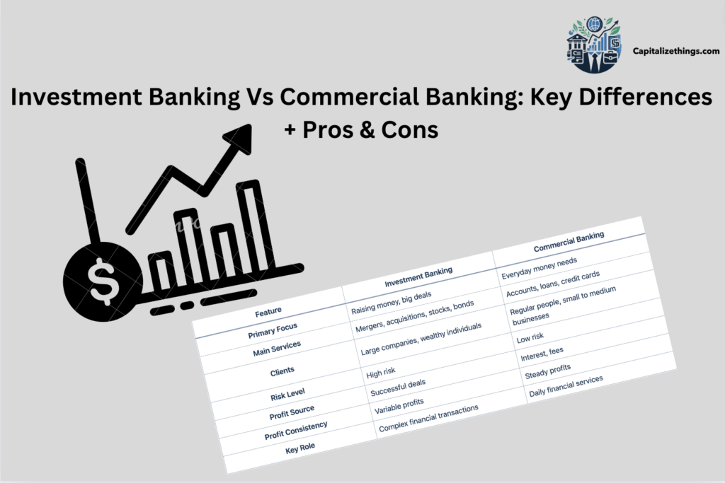 investment banking vs commercial banking, differences, pros cons