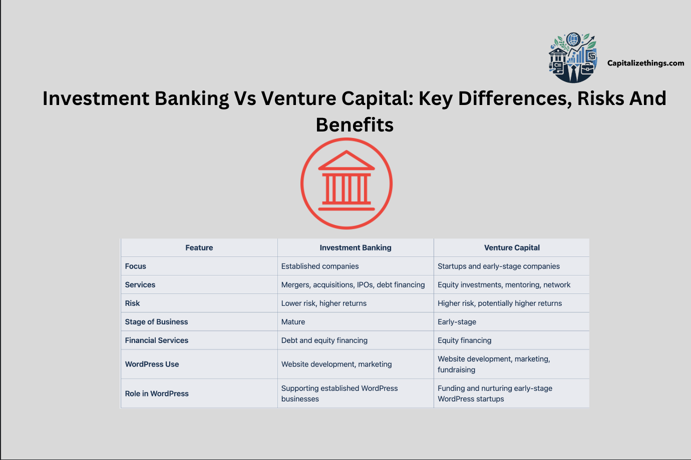 difference between venture capital and investment banking